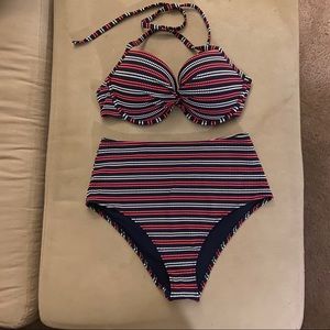 Aerie Red Black White Swimsuit